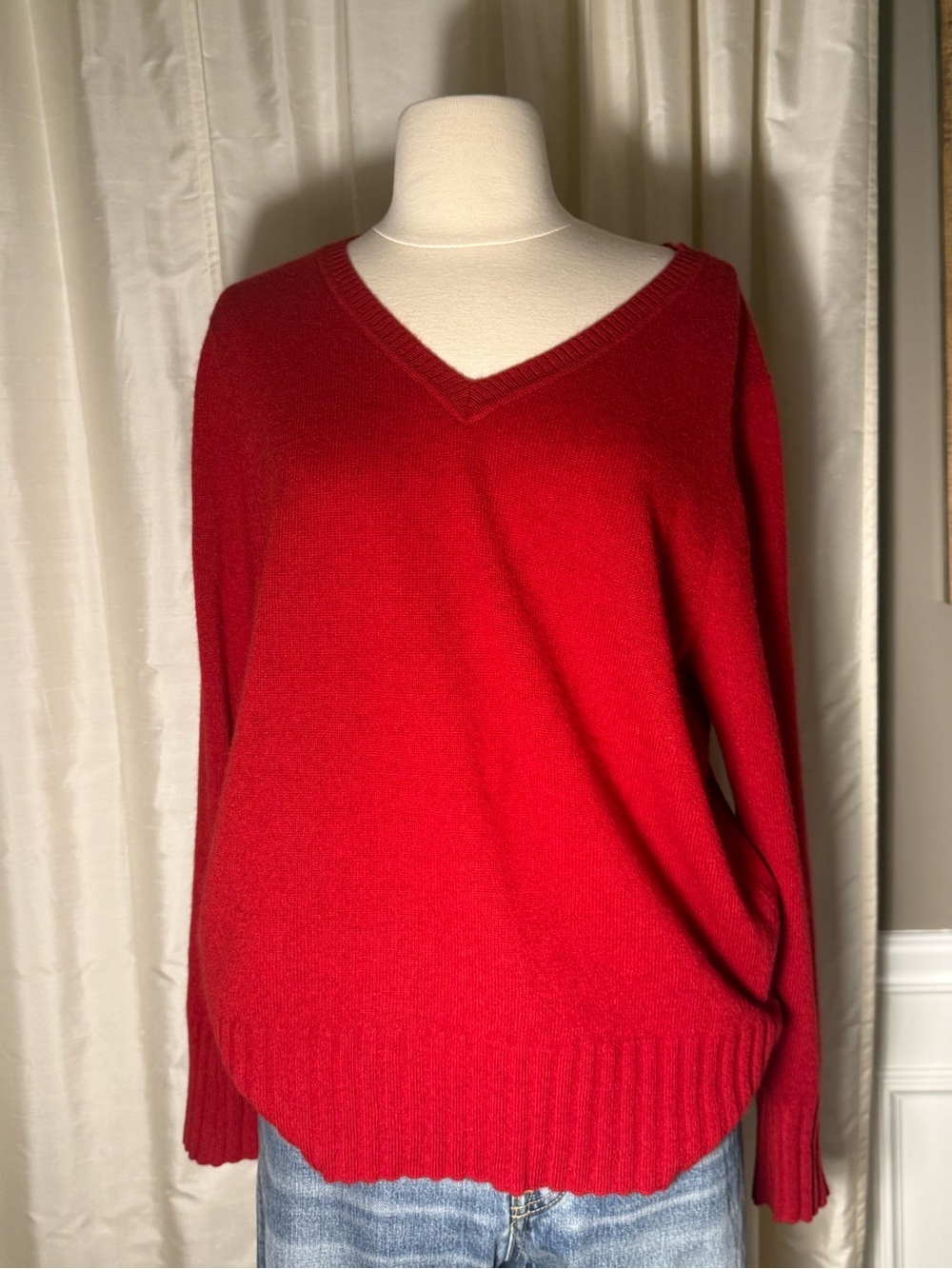 Ainsley Bold Red V-Neck Sweater - Picture 2 of 9